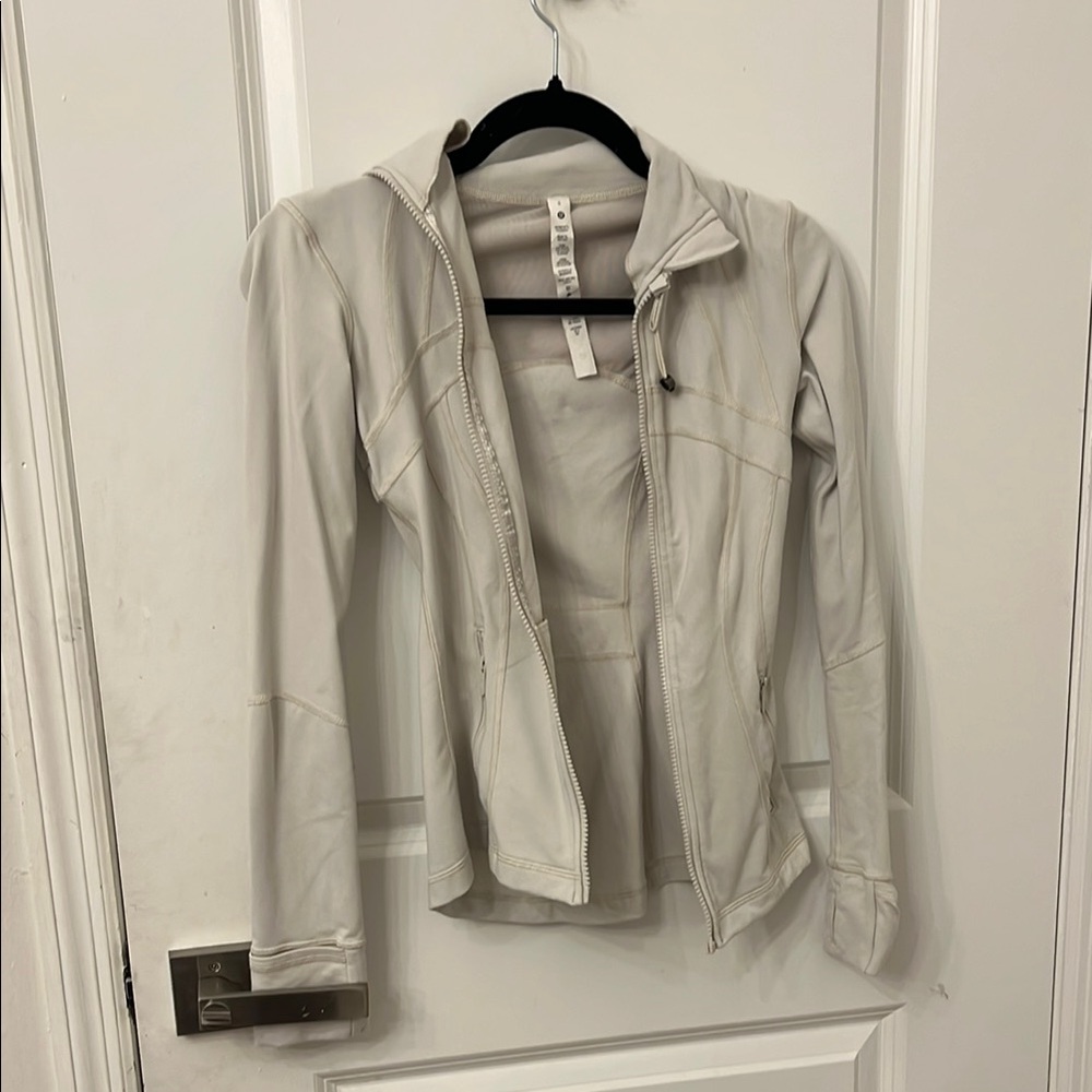Lululemon Athletica Cream Leather Jacket Minimalist Design